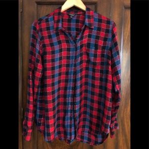 Lucky Brand Flannel shirt w silver shimmer thread